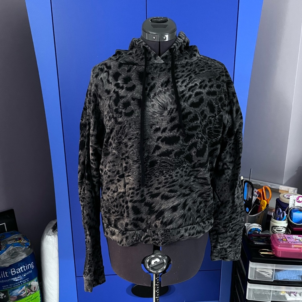 Cropped all saints leopard hoodie size small EUC